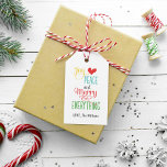 Modern Merry All Colorful Helgdag Presentetikett<br><div class="desc">Märkrn för julklapp innehåller frasen "Joy,  Kärlek,  Peace and Merry All" i fet färg och modern text på vit bakgrund med anpassningsbar som du kan anpassa. Golden gult,  tangerinrött / orange,  turkosblått,  grönt och vitt färg.</div>