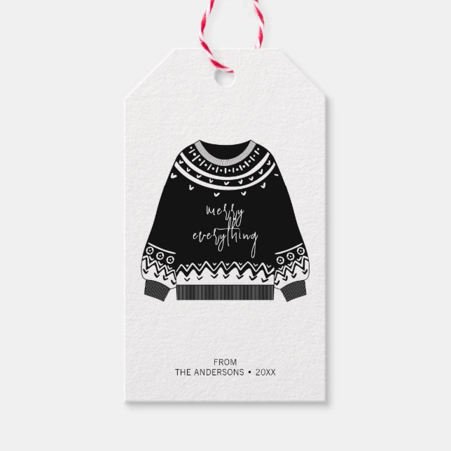 Modern Merry All jul Sweater Helgdag Presentetikett (Framsidan)