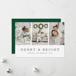 Modern Merry and Bright Green Christmas Holiday Julkort