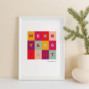 Modern merry and Bright Helgdag Art Print Poster