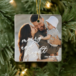 Modern Merry and Bright Minimalistisk Enkel Julgransprydnad Keramik