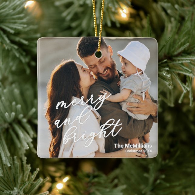 Modern Merry and Bright Minimalistisk Enkel Julgransprydnad Keramik (Träd)
