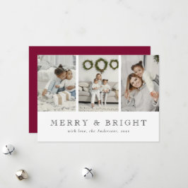 Modern Merry and Bright Red Christmas Holiday Julkort