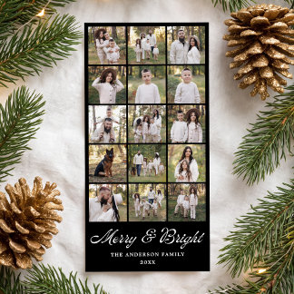 Modern Merry and Bright Svart 15 Foto Collage Julkort
