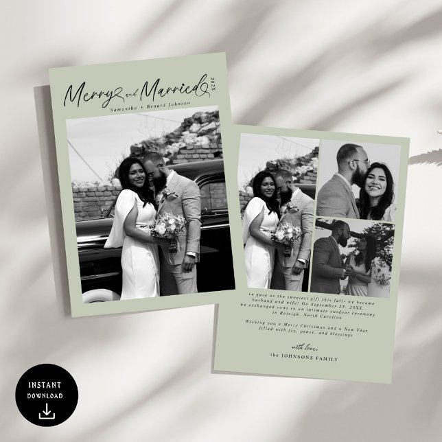 Modern Merry and Married Nyinget Nytt År Julkort (Skapare uppladdad)