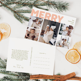 Modern merry-år i fet stil i fem foto helg vykort