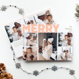 Modern merry-år i fetstil i åtta foto julkort