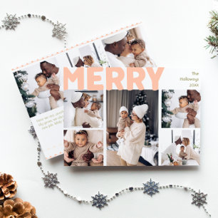 Modern merry-år i fetstil i åtta foto julkort