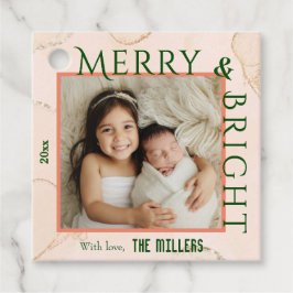 Modern Merry & Bright 1-foto söt, fetstil jul Gåvor Etiketter