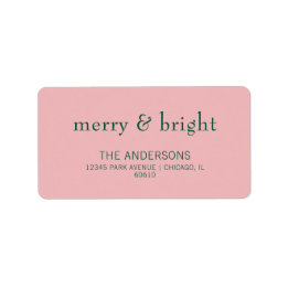 Modern merry & Bright Adress Rosa & Grönt Adressetikett