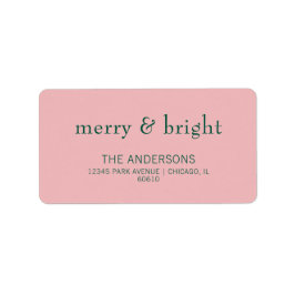 Modern merry & Bright Adress Rosa & Grönt Adressetikett