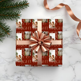 Modern Merry Bright Bold Typography 2 Photo Red Presentpapper