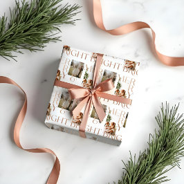 Modern Merry Bright Bold Typography 2 Photo White Presentpapper