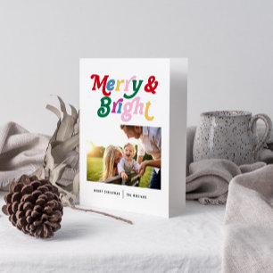 Modern Merry & Bright Colorful Bright Photo Kort