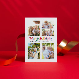 Modern merry & Bright Colorful Retro 5-foto Helg Vykort
