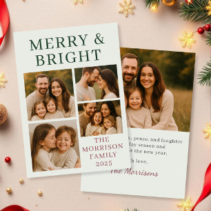 Modern Merry & Bright Elegant Photo Helgdag Card Inbjudningar