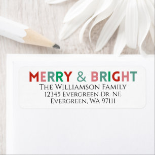 Modern merry & Bright enkel minimalist Red Rosa Returadress Etikett
