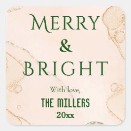 Modern Merry & Bright enkel söt, fet jul Fyrkantigt Klistermärke