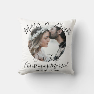 Modern Merry Bright - första jultomten - fotografi Kudde