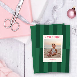 Modern Merry & Bright Grönt Rand-jul Julkort