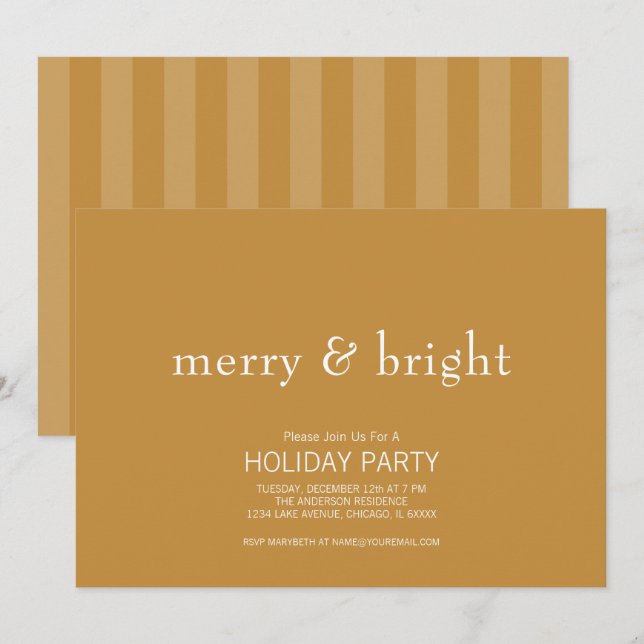 Modern Merry & Bright Guld-jul Helgdag Inbjudningar (Fram/baksida)