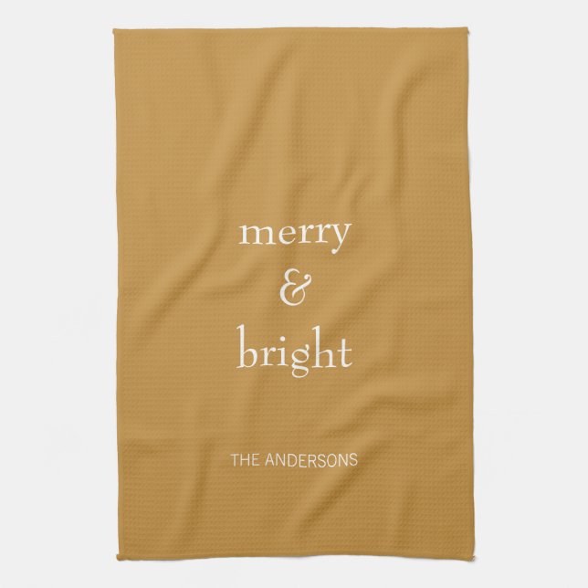 Modern Merry & Bright Guld-jul Helgdag Kökshandduk (Vertikal)