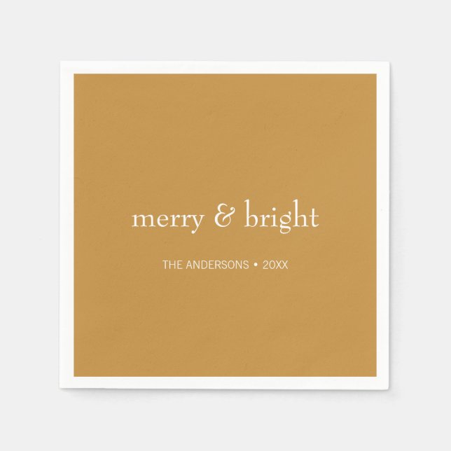 Modern Merry & Bright Guld-jul Helgdag Pappersservett (Framsidan)