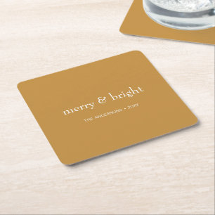 Modern Merry & Bright Guld-jul Helgdag Underlägg Papper Kvadrat
