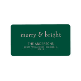 Modern merry & Bright Helgdag Adress Grönt & Rosa Adressetikett