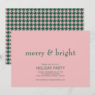 Modern merry & Bright Jul-Grönt och -Rosa Inbjudningar