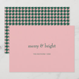 Modern merry & Bright Jul-Grönt och -Rosa Julkort