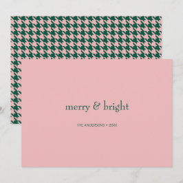 Modern merry & Bright Jul-Grönt och -Rosa Julkort