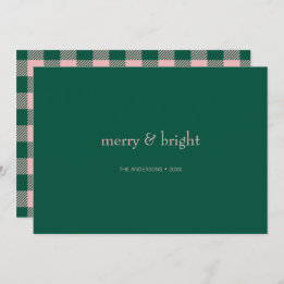 Modern merry & Bright Jul-Grönt och -Rosa Julkort