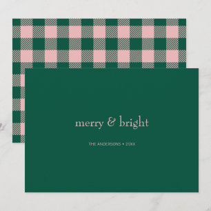 Modern merry & Bright Jul-Grönt och -Rosa Julkort