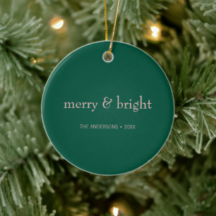 Modern merry & Bright jul Photo Grönt & Rosa Julgransprydnad Keramik