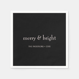 Modern Merry & Bright Jul Rosa Black Helgdag Pappersservett