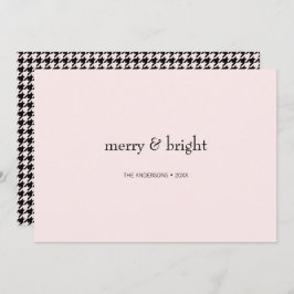 Modern merry & Bright-jul Rosa och svart Julkort