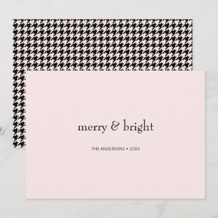 Modern merry & Bright-jul Rosa och svart Julkort