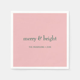 Modern merry & Bright Julens Helgdag Rosa Grönt Pappersservett