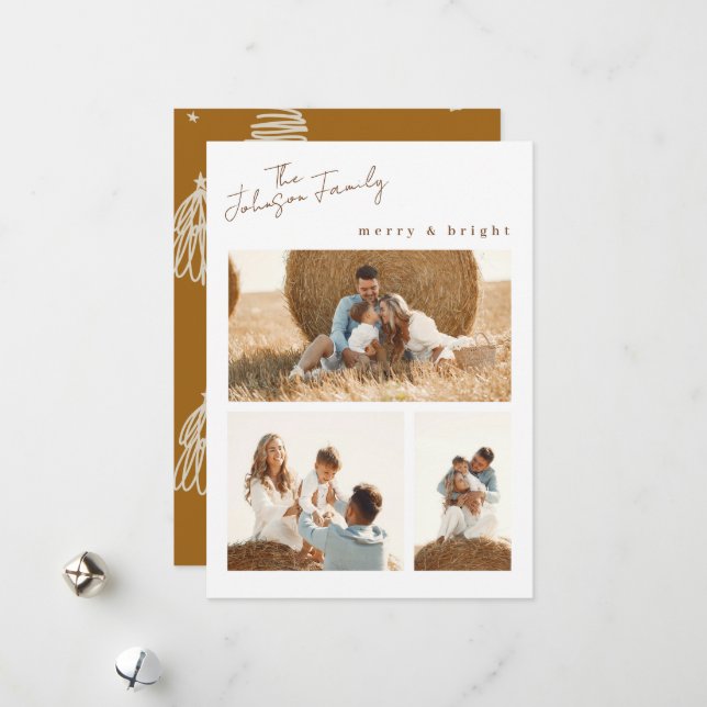 Modern merry & Bright-julfamiljs fotokort Julkort (Fram/Back In Situ)