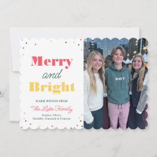 Modern Merry & Bright Lodrät Photo Helgdag Card Inbjudningar