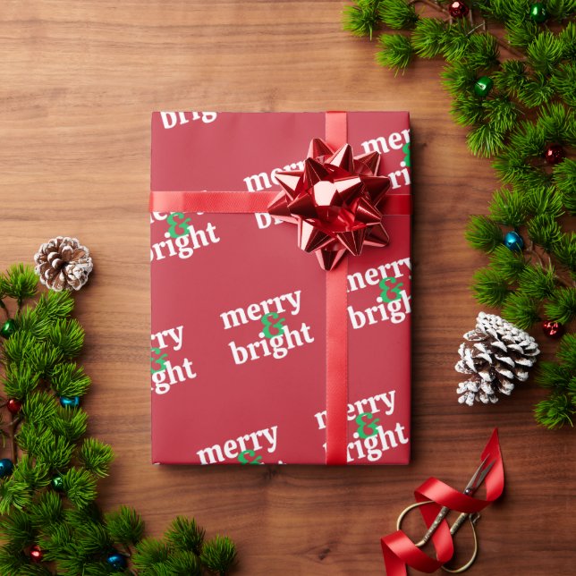 Modern "Merry & Bright" med fet typografi Presentpapper (Julgåva)