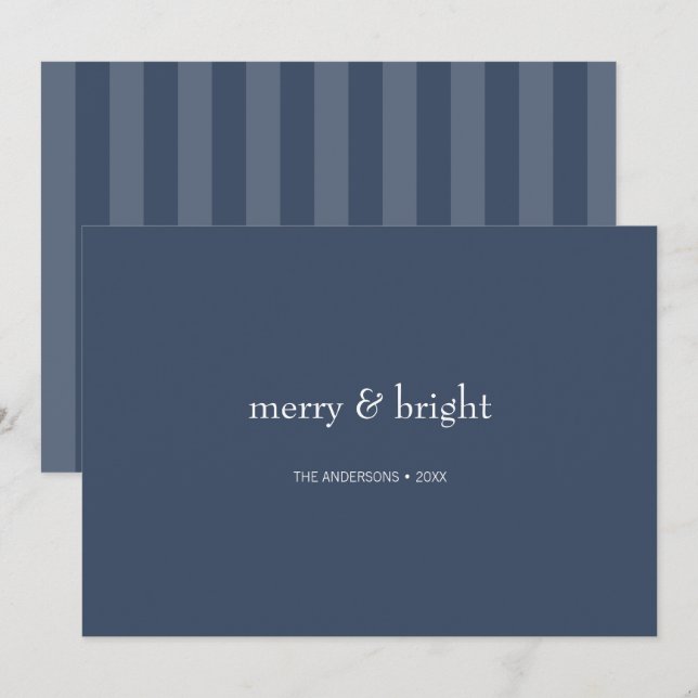 Modern Merry & Bright Navy-julkort - Helgdag Julkort (Fram/baksida)