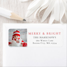 Modern Merry & Bright Photo Adress Returadress Etikett
