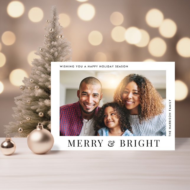 Modern Merry Bright Photo jul Julkort (Share the love and warmth of the season with your personalized photo Christmas card)