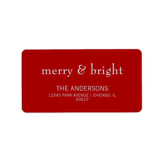 Modern Merry & Bright Red Helgdag Adress Adressetikett (Framsidan)