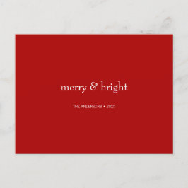 Modern Merry & Bright Red-jul Helg Vykort