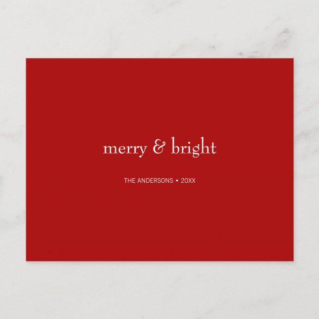 Modern Merry & Bright Red-jul Helg Vykort (Framsida)