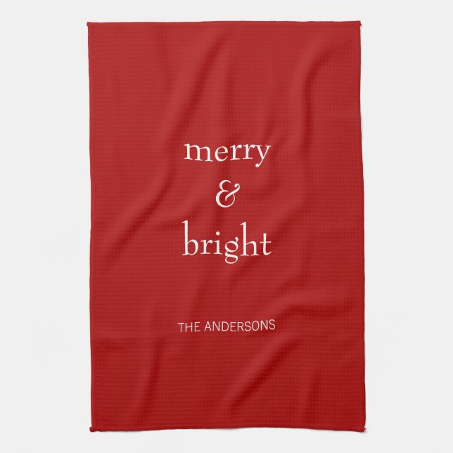 Modern Merry & Bright Red-jul-Helgdag Kökshandduk (Vertikal)