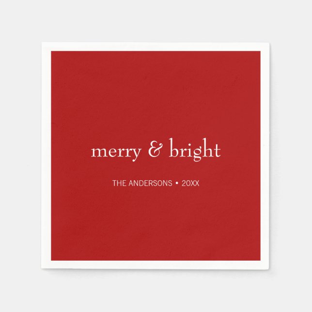 Modern Merry & Bright Red-jul-Helgdag Pappersservett (Framsidan)